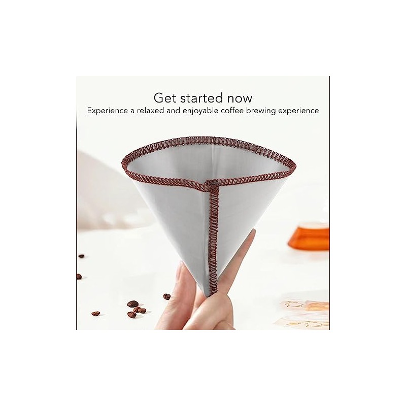 Reusable Coffee Filter Cone Shape Fine Filtering 304 Stainless Steel