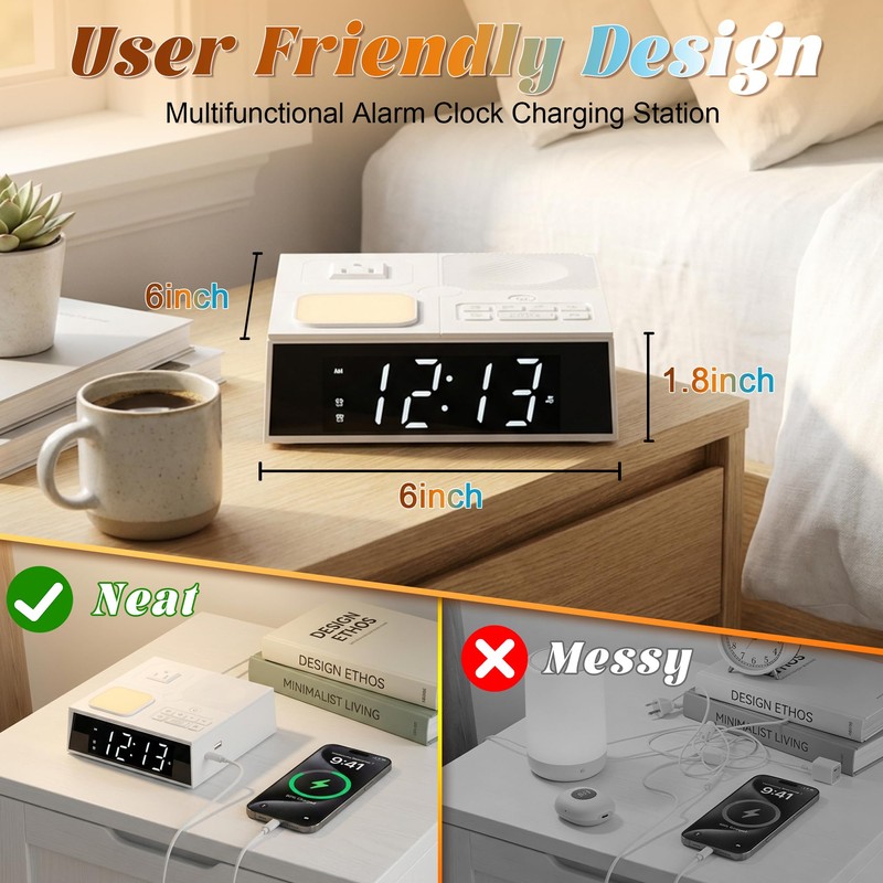 Multi-Functional Sleep Sound Machine with Clock, 41 Built-in Soothing White
