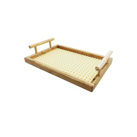 Kornnapa Serving Tray with Handles Wooden Decorative Tray Bamboo Food Trays Table Serving Platter Trays for Coffee, Snack, Tea, Breakfast, Bed, Kitchen, Bathroom