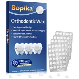 Bopika Puntos de cera ortodóncica hemisféricos para brackets - 240 ceras dentales precortadas color menta - Libres de PFAS y PTFE, envueltas individualmente - Cuidado de brackets limpio y sin ensuciar