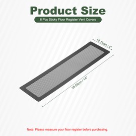 YOKIVE 6 Pcs Floor Vent Covers, Sticky Floor Register Cover PVC Mesh Air Vent Screen Filters, Great for Home Floor, Wall, Ceiling, Catch Debris Hair Dust (Black, 14-Inch x 4-Inch)