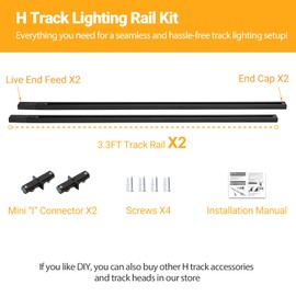 VANoopee 6.6FT H Track Lighting Rails Kit, Black