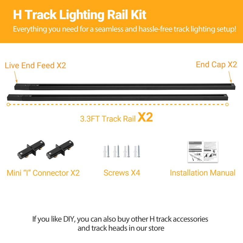 VANoopee 6.6FT H Track Lighting Rails Kit, Black