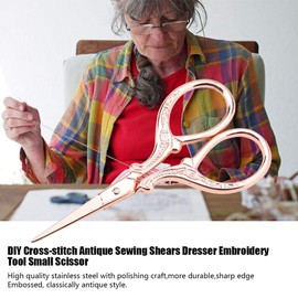 Vintage Craft Shears DIY Cross-Stitch Sewing Shears Small Dresser Embroidery Scissor Tool (Rose Gold)