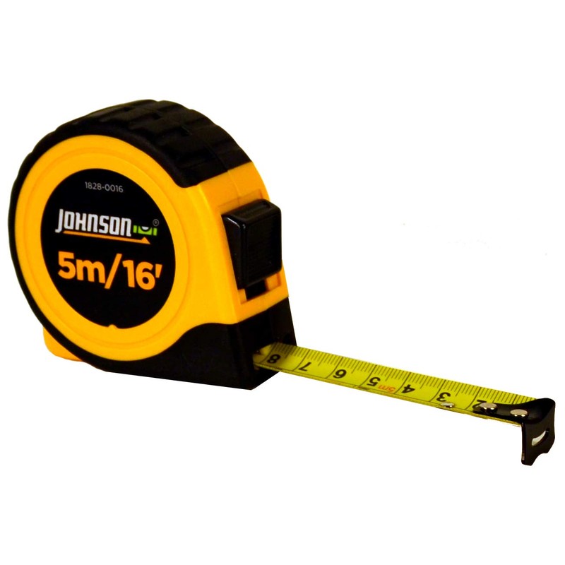 Johnson Level & Tool 1828-0016 Metric/Inch Power Tape, 5m/16', Black/Yellow,