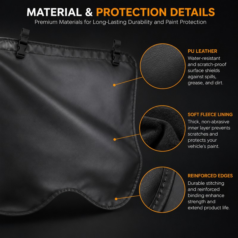 Car Fender Cover Protector Mat Set – Magnetic PU Leather