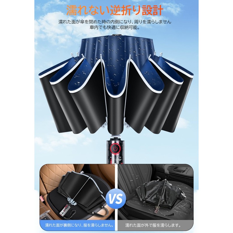 Moon River Folding Umbrella, Reverse Folding Umbrella, Big Size, One-touch
