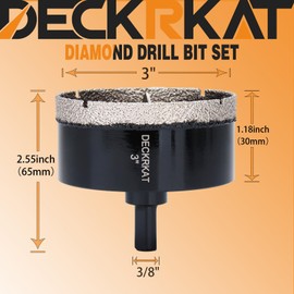 3 inch Diamond Hole-Saw Bits with Pilot Drill Bit -3" Diamond Tipped Tile Hole Saws with Guiding Bit Accurate Drilling for Porcelain Tile Ceramic Pottery Granite Stone Glass Bottles 75mm