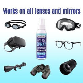 Lifestyle Basics Anti Fog Spray Cleaner for Eye Glasses, Lenses, Mirrors - All-Surface Fog Prevention - Up to 24 Hrs Protection