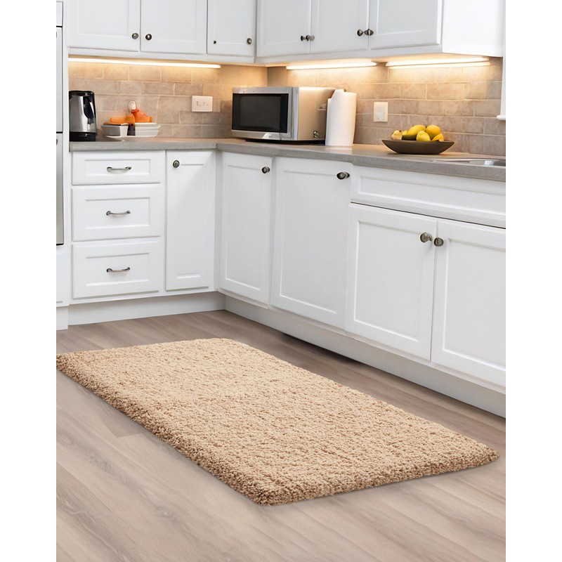 ILANGO Beige Bathroom Rugs 36" × 24" Non Slip &
