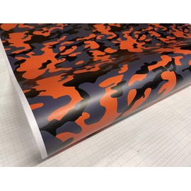 Sky Auto INC Yellow-Orange Black Gray Camouflage Vinyl Car Wrap Film Sheet + Free Cutter & Squeegee (Except Sample Size) (4" x 8" Sample Size)