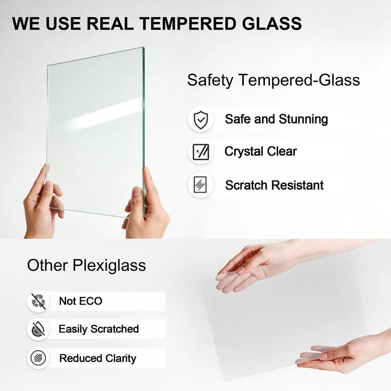 Boarding 18x18 Natural Poster Frame,8x8 Mat,Premium Metal,Tempered glass