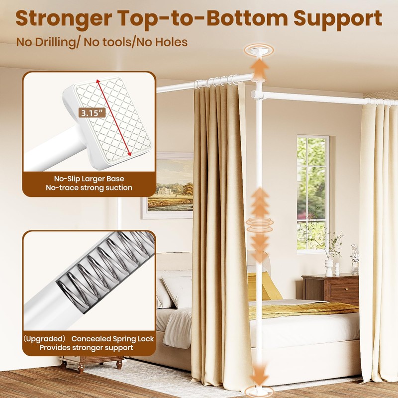 BONPALLY Room Divider Curtain Rod for Wide Space Room Separation,