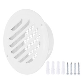 PATIKIL 4" Round Air Vent Cover, Stainless Steel Louvered Wall Inlet Outlet Grill Screen Mesh Ducting Soffit Vent with Screws for Ventilation, White