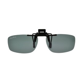 ClipFlipz Rectangular Polarised Large/Smoke Clip On Flip Up Sunglasses, Grey, L