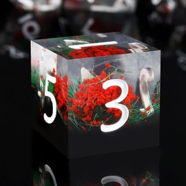 Haxtec DND Dice Set Sharp Edge Resin Dice Set with Dice Case, Flower D and D Dice, Polyhedral D&D Dice Set for Dungeons and Dragons TTRPGs DND Gift