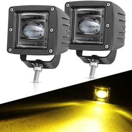 OFFROADTOWN Fog Lights 3'' SAE Yellow LED Pods DOT Approved Driving lights Cut-off Beam Amber Square LED Cubes Work Light for Truck Pickup SUV Car Motorcycle