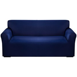 Qubjus Stretch Sofa Cover Couch Covers for 3 Cushion Couch Sofa Solid Color Non Slip Sofa Bed Cover Durable Washable Furniture Protector for Home Decoration(Large, Blue)
