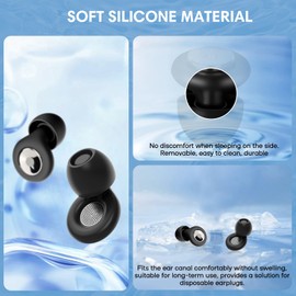 Ohrstöpsel zum Schlafen, Ohrenstöpsel Zum Schlafen mit Ohrkappen 4 Größen, Wiederverwendbarer Silikon Gehörschutz, Weiche Ohrstöpsel, zur Lärm 35dB, für Reisen, Arbeit, Schlafen und Konzert, Schwarz