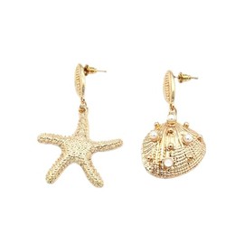 MALOYANVE Starfish Earrings for Women Unique 14K Gold Plated Boho Sea Shell Conch Starfish Dangle Drop Earrings Beach Ocean Summer Jewelry Gifts (Starfish Shell)
