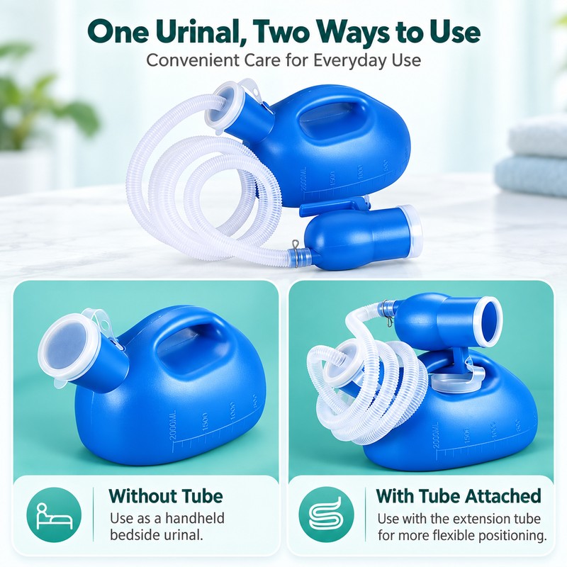 Portable Urinal Bottle with Tube for Bedside Use – 2000mL