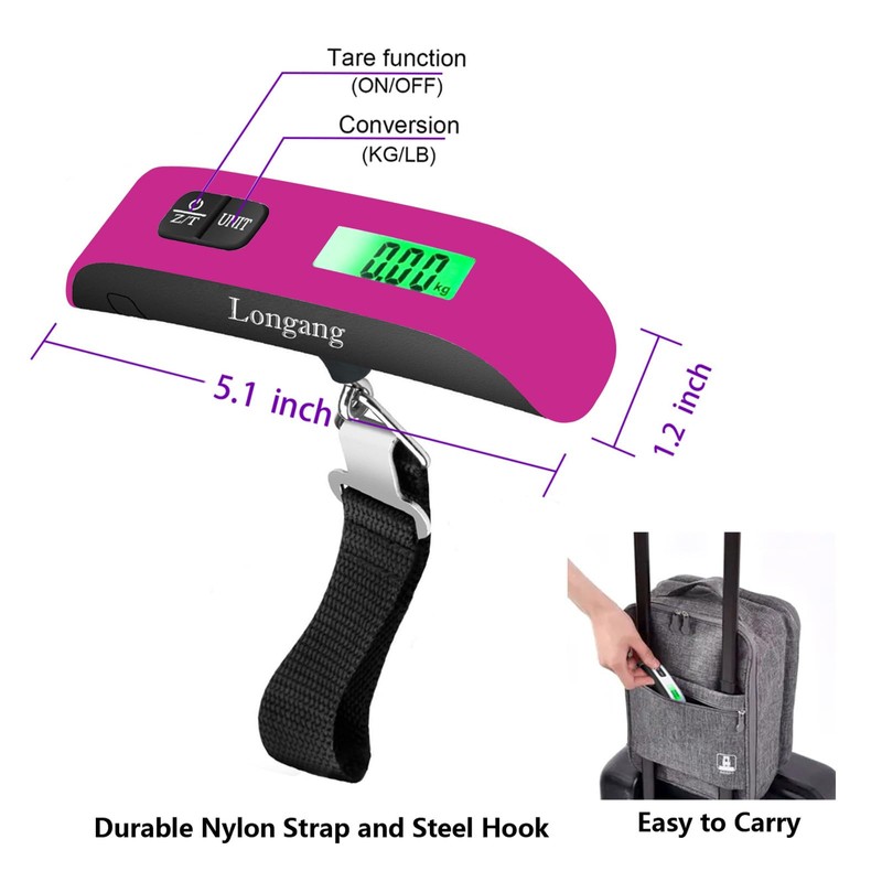 Longang Digital Hanging Luggage Scale with Backlit for Travel, Portable