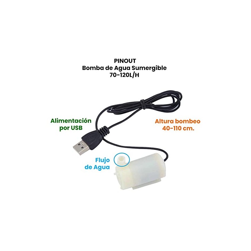 Bomba de agua sumergible 70-120L/H para Arduino