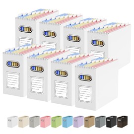 Oterri Cardboard File Organizer Box for Hanging File Folders Letter Size,File Box for Computer Desk,File Cabinet,Working Home,Office,Classroom (White, Letter Size - 8 Packs)