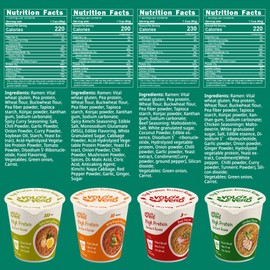 VOLO VERO High Protein (32g) Ramen Noodles Cup Variety Pack, Plant-Based, Non-Fried, Vegan, Low Fat | Chicken, “Spicy” Beef, Kimchi, Curry Flavors | 6-Packs, Quick Healthy Asian Meal