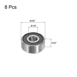 sourcing map 8pcs R2-2RS Deep Groove Ball Bearings 1/8" ID x 3/8" OD x 5/32" Height P6/ABEC-3 Miniature Bearings Double Rubber Shielded Chrome Steel Z2 Bearing for Engineering Machinery