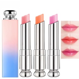 3 Pack Colour Changing Lip Balm,Tinted Lip Balm Crystal Jelly Magic Lipstick,Crystal Jelly Lip Gloss,Long Lasting Moisturizing Lip Gloss Set,Hydrating L/ip Balm for Dry Lip,Tinted Li/p Balm,Lip Repair