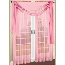 Luxury Discounts Beautiful Elegant Solid Pink Sheer Scarf Valance Topper 38" X 216" Long Window Treatment Scarves