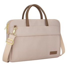 RAINYEAR 14 Inch Laptop Bag for Women, Protective Waterproof Large Capacity Computer Shoulder Bag Carrying Case with Handle for 13-14 Inch Notebook Computer Laptop, Khaki