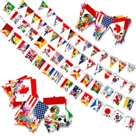 World Soccer Match Pennant Banner String Flags Set,28 National Bunting Flag for World Soccer Party, Bar, Garden, School, Sports Game Events