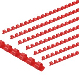 PATIKIL 10mm (3/8") Plastic Binding Combs, 200 Pcs 21 Rings Comb Binding Spines 60 Sheet Capacity Letter Size for Binding Paper Sheets Notebook Calendar Picture Album, Red