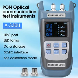 Handheld PON Optical Power Meter PON Optical Power Network Detection Online Testing Port Optical Cable PON Power Meter Testing Tool (A-330U) SCUPC FCUPC Interface