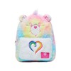 Hot Topic Care Bears Pastel Rainbow Fuzzy Mini Backpack Multi