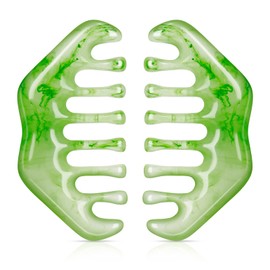 Geiserailie 2 Pieces Jade Combs Massage Stone Hair Gua Sha Scraping Scalp Comb Facial Massage Tool Multifunctional Handheld Head Tools Head Caring Therapy Mother's Day Gift(Elegant Style)