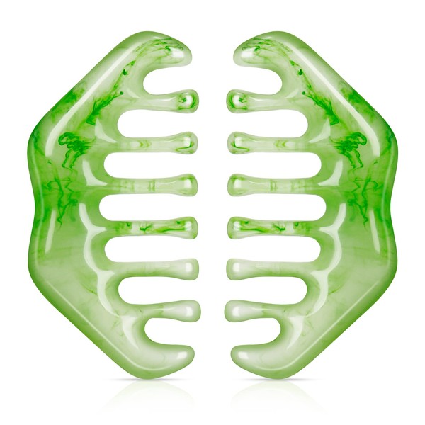 Geiserailie 2 Pieces Jade Combs Massage Stone Hair Gua Sha