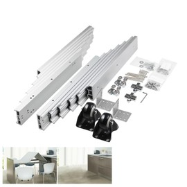 Full Extension Table Slide, Aluminum Telescopic Cabinet Table Guide Rail Hinge Home Hardware Accessories for Concealed Table Desk Kitchen Countertop,1450mm