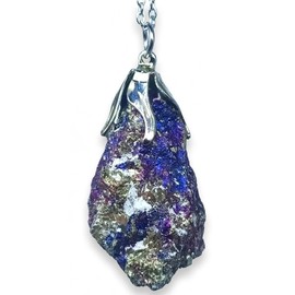 TENET CRIGEMA - Pendant Necklace Minerals Semi-Precious Stones Handmade Jewellery Crafts Stone Crystal, Stainless Steel, Crystal