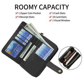 RNIEGA Wallet for Women, Wallet for Women PU Leather Wallet for Women with Large Capacity and 3 Card Slots on the Outside, 08-blue, Stylish