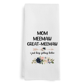 GWFSJYU Great Meemaw Floral Kitchen Towels, Great Meemaws Gifts Dish Towels, Grandmas Gifts for Mothers Day Birthday, Mom Decorative Hand Towel Tea Towel for Bathroom Kitchen, 16x24 Inches