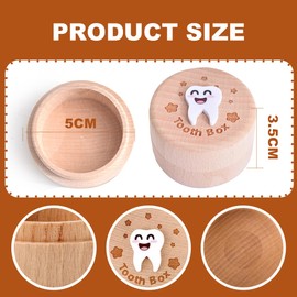 COYUN Wooden Tooth Fairy Box with 3D Carving, Wooden Storage Box for Lost Teeth, Cute Storage Box for Teeth for Boys, Girls, Children, Birthday, Baby Shower Gift