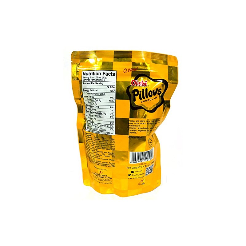 Oishi Pillows Choco-Filled Crackers Party Size, 5.29 oz, 3 packs