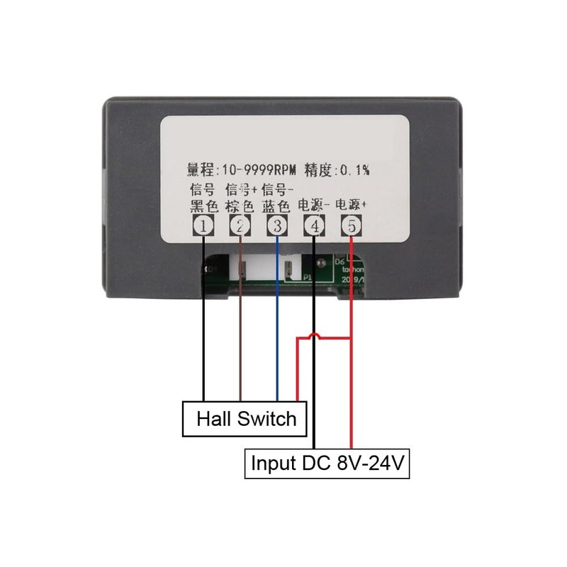 Fasizi DC 8-24V Digital LED Tachometers Tachometer with Hall Proximity