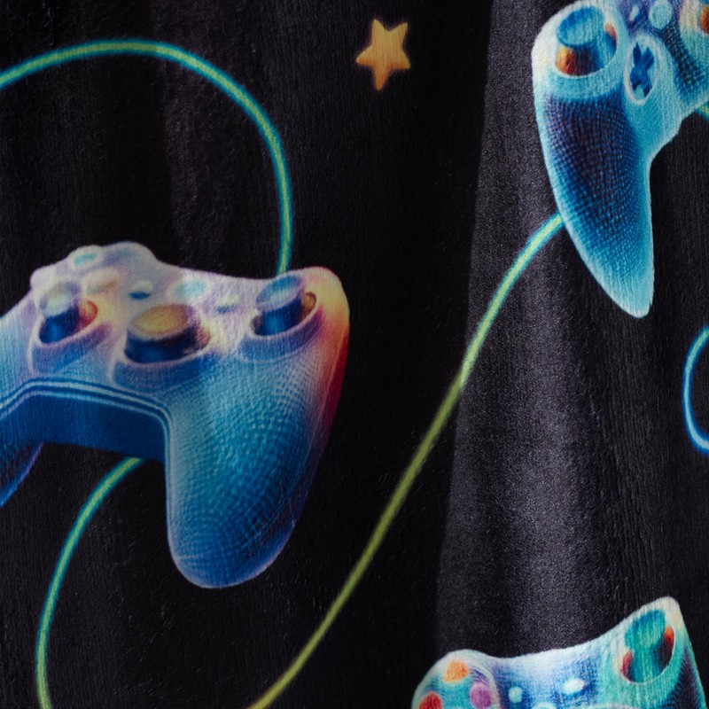Catherine Lansfield Gamer Cosy Fleece 130x170cm Blanket Throw Black