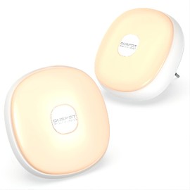 OUSFOT Nachtlicht Steckdose mit Dämmerungssensor, Aufladbar Nachtlicht Kinder 2 Stück Energiesparend 2500-3500K Warmgelb Nachtlampe für Kinderzimmer,Treppenhaus, Treppenaufgang,Küche, Flur (Weiß)