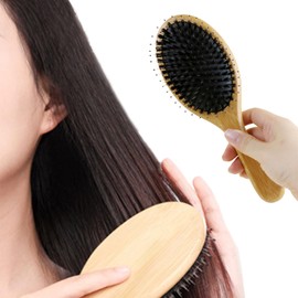 QENLKIX Hair Care Brush, Pig Bristle, Natural Material, Scalp Massage, Anti-Static, Unisex
