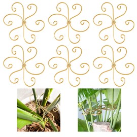 Mewcooss 6pcs Plant Stem Support, Iron Monstera Plants Support, Plant Stem Holder Support Unique Design Bamboo Clamp Set for Outdoor & Indoor Growing Climbing Plants Stabilization and Supports